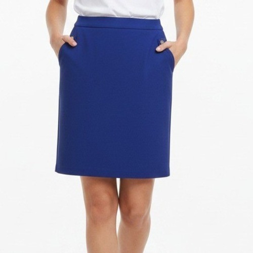 Mario Serrani Italy A-Line Skirt Royal Blue Button Detail - 4